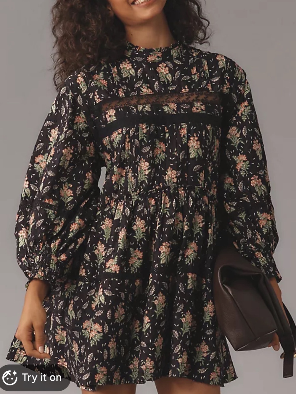 Anthropologie Pilcro Long-Sleeve Mock-Neck Swing Mini Dress